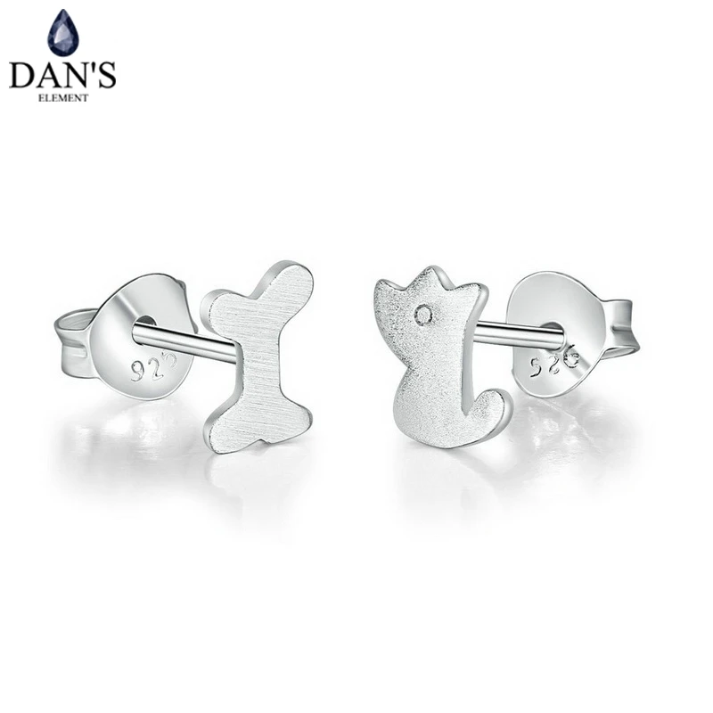 Серьги-пусеты DAN'S ELEMENT Lovely Dog &amp Bone из 100% серебра 925 пробы модные украшения в