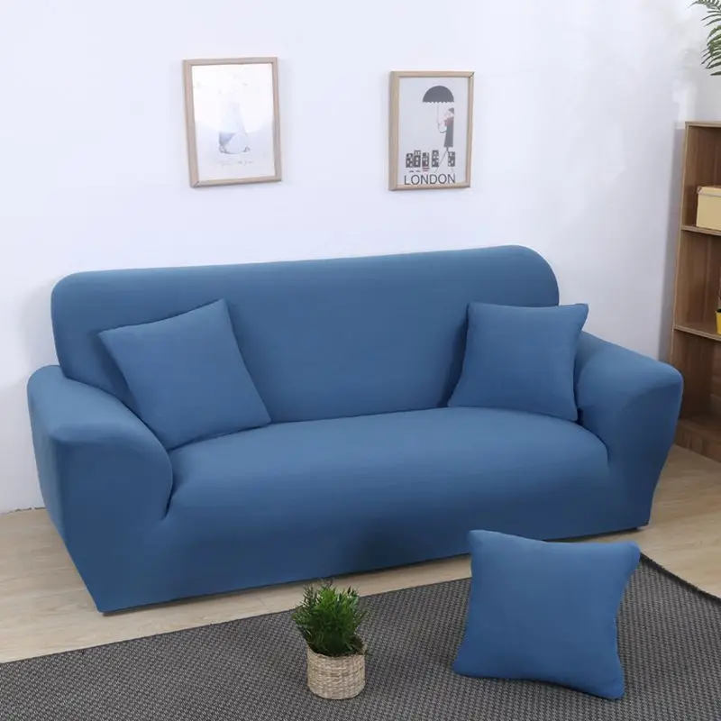 Синие/зеленые/красные однотонные чехлы для диванов эластичные хлопковые эластичные чехлы для диванов Угловые чехлы для диванов для гостиной