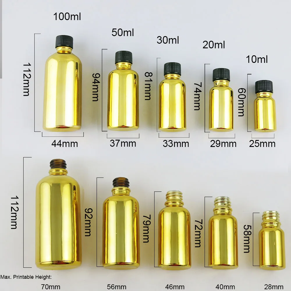 10x10 мл 20 мл 30 мл 50 мл 100 мл эфирное масло Портативный золото Paiting Стекло с Кепки для жидкий реагент бутылочка с пипеткой с замком