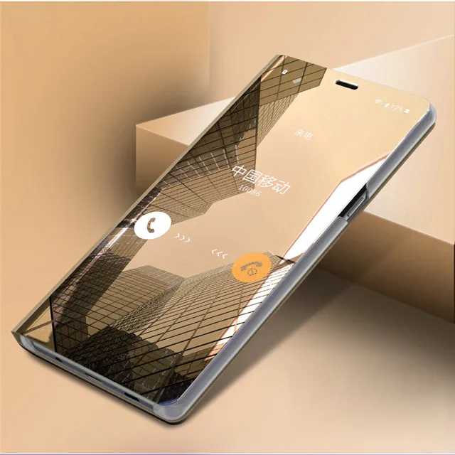 Золотой Чехол для huawei mate 10 Pro, роскошный кожаный чехол из искусственной кожи, зеркальный умный Прозрачный чехол для телефона, задняя крышка для huawei mate 10 Pro, чехлы Funda - Цвет: Золотой
