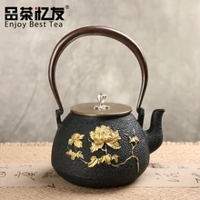 Цветочный узор чугун Чай горшок набор японский Чай горшок Tetsubin чайник 1000 мл Посуда для напитков кунг-фу infusers Пособия по кулинарии Инструменты