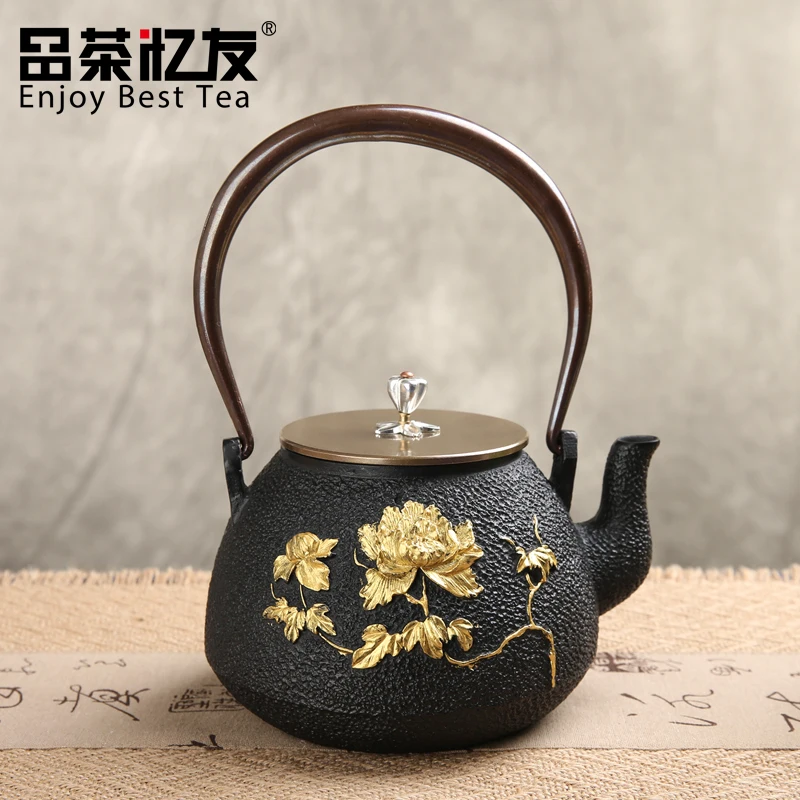 Flower Pattern Cast Iron Teapot Set Japanese Tea Pot Tetsubin Kettle