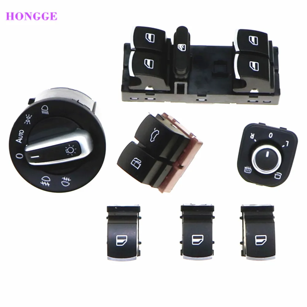 HONGGE 7pcs VW Passat B6 Chrome Headlight Rear View Mirror Master