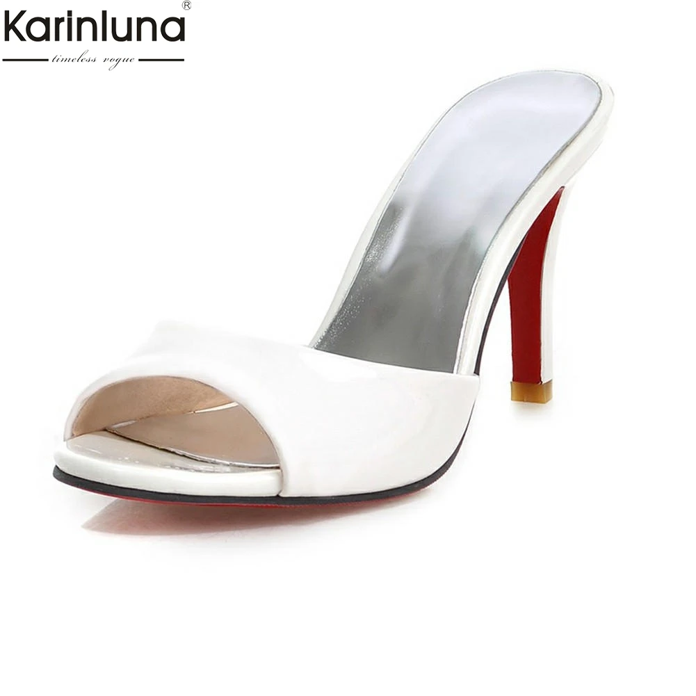 

Karinluna sexy large Size 33-43 peep toe thin High Heels Shoes Woman elegant Party office lady mules pumps women shoes