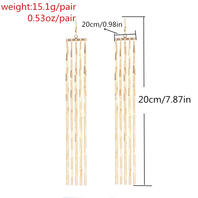 Серебряный Золотой водопад металлическая цепочка кисточки очаровательные удлиненные серьги с ниспадающими кисточками для женщин Повседневные Вечерние ювелирные изделия