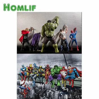 

HOMLIF 5D DIY Diamond Embroidery Superheroes cartoon Square Rhinestone Sets Full Diamond Painting Cross Stitch Needlework Home