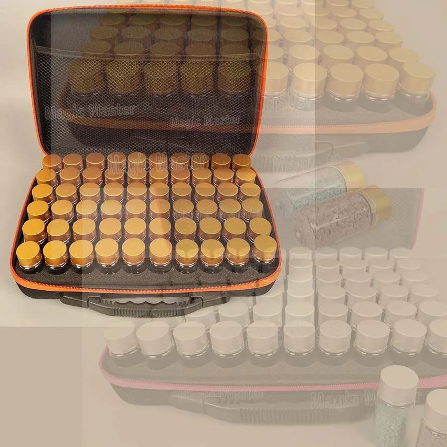 

60 Bottles Diamond Painting Cross Stitch Storage Box Beads Container Carry Case Diamond Embroidery Hand Bag Zipper Shockproof