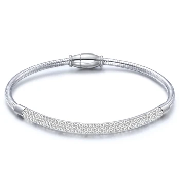 

2019 Jewelry Female Stainless Steel Women's Cable Wire Bracelet Bangle with Crystals Silver Color Gold Magnetic Cuff Bracelet