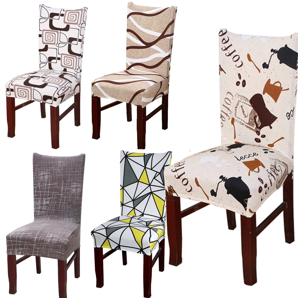 

Spandex Elastic Floral Print Letter Pattern Slipcovers Stretch Removable Dining Chair Cover Hotel Banquet Seat Cover