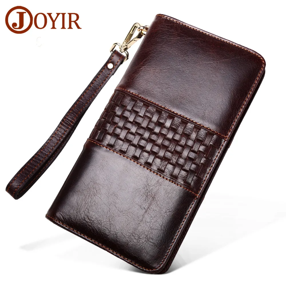 

JOYIR 2018 Genuine Leather Long Wallet Men Clutch Wallet Zipper Long Purse Leather Wallet Vintage Card Holder Coin Purse For Man