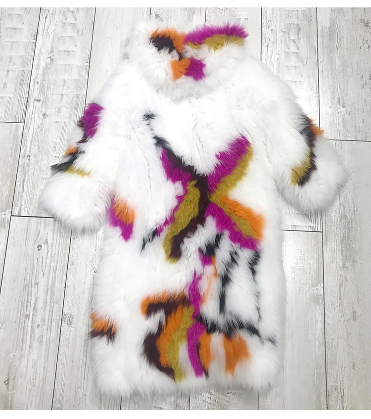 gennuine real knitted fox fur coat with hoody  (10)