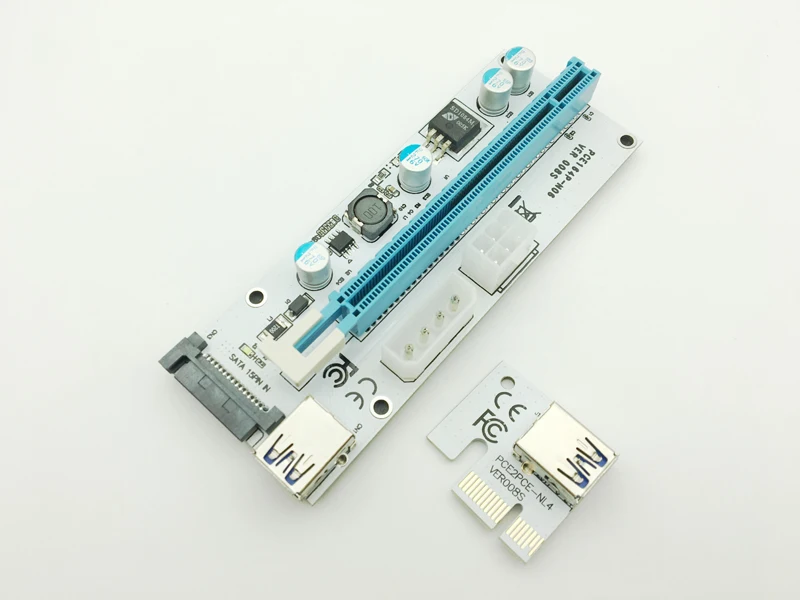 Новинка VER008S 3 в 1 Molex 4Pin SATA 6PIN PCIE PCI-E PCI Express Riser Card 1x к 16x USB 0 кабель для майнинга BTC Miner |