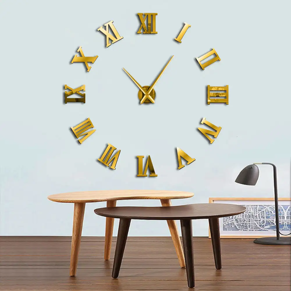 Modern Design DIY Large Decorative 3D Wall Clocks Reloj Pared Adhesivo  Roman Numerals Mirror Big Clocks Stickers Watches - AliExpress