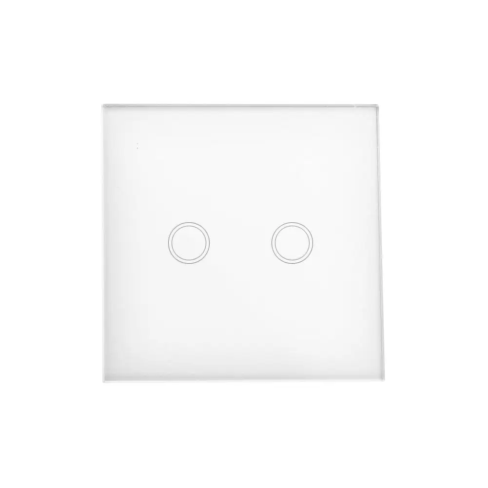 Стандарт ЕС, 2 комплекта, сенсорный настенный выключатель, 200-240 В, умный дом, пульт дистанционного управления, светодиодный настенный выключатель, кристальная стеклянная поверхность, водонепроницаемый - Цвет: White