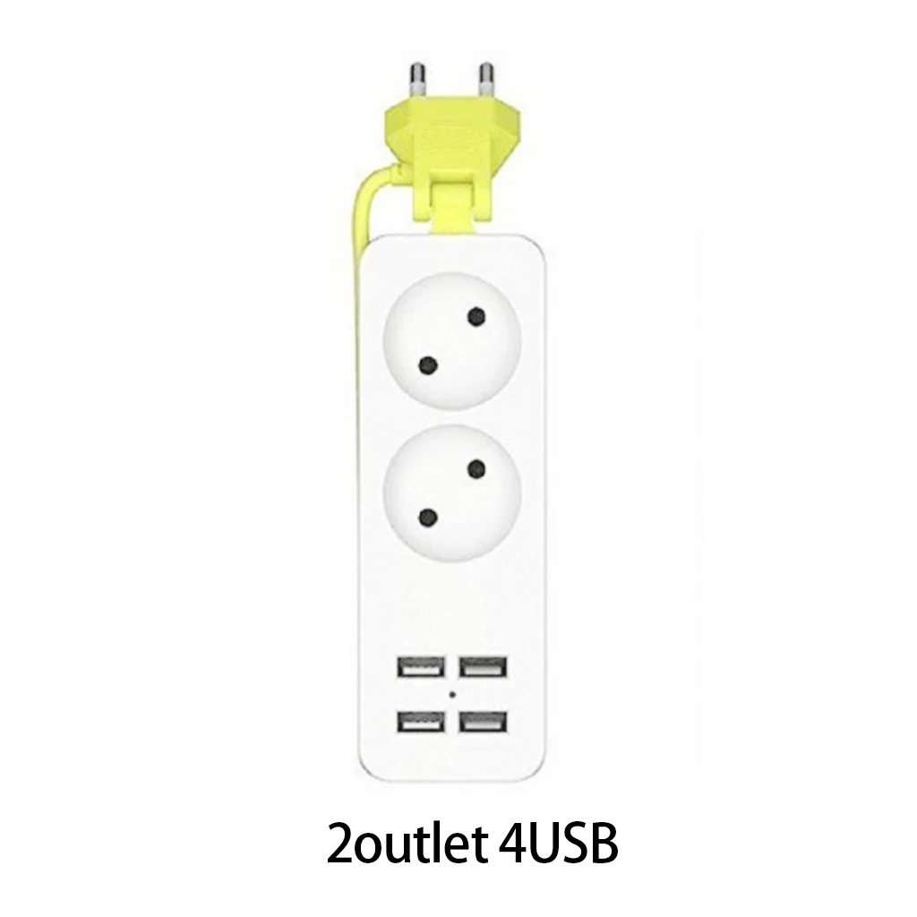 Штепсельная Вилка европейского стандарта, блок питания, 2 разъема переменного тока, адаптер для путешествий, 1200 Вт, несколько переносных, 4 порта USB, зарядное устройство, розетка 1,5 м, для смартфонов, планшетов - Цвет: 2 AC Outlet 4 USB