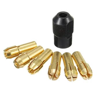 

DANIU Mini 6pcs 1mm-3mm Brass Drill Chucks With 8x0.75mm Black Nut For Rotary Tool