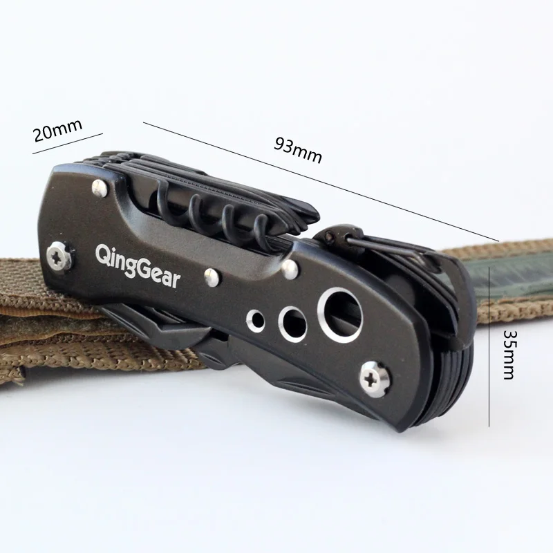 6 шт. QingGear черный карманный нож 14 многофункциональный инструмент на каждый день использования на открытом воздухе спасение и выживание компактный брелок для ключей инструмент