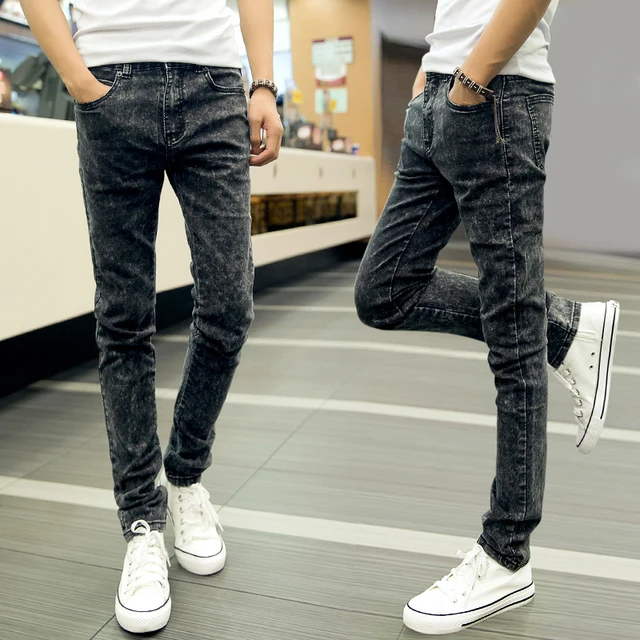 2014 autumn teenager boys slim skinny jeans jogger pants-in Jeans from ...