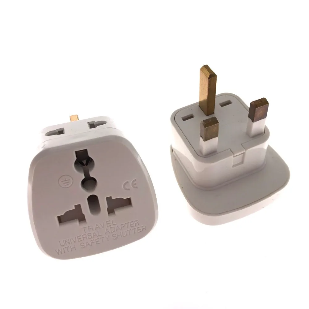 

White Multifunctional EU/AU/US to UK Plugs Adapter Power Converter Plugs 3 Pin Socket EU to UK Travel Adapter 2 IN 1