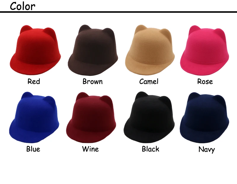 8 colors wool fedora for women