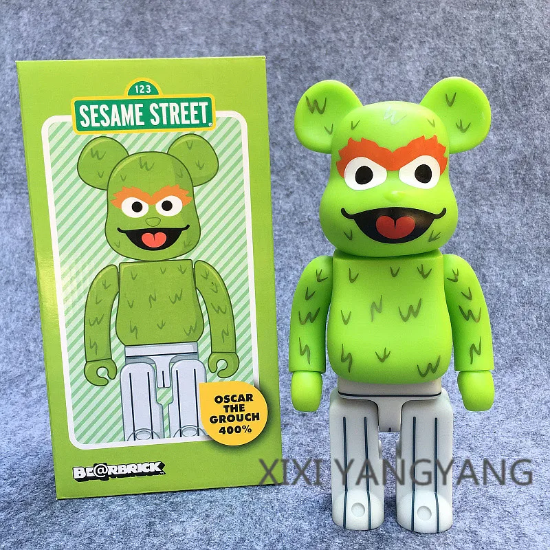 

Bearbrick Be@rbrick Gloomy 400% Sesame Street OSCAR THE GROUCH Vinyl Action Figure Collectible Model Toy with boxed 28CM Q346