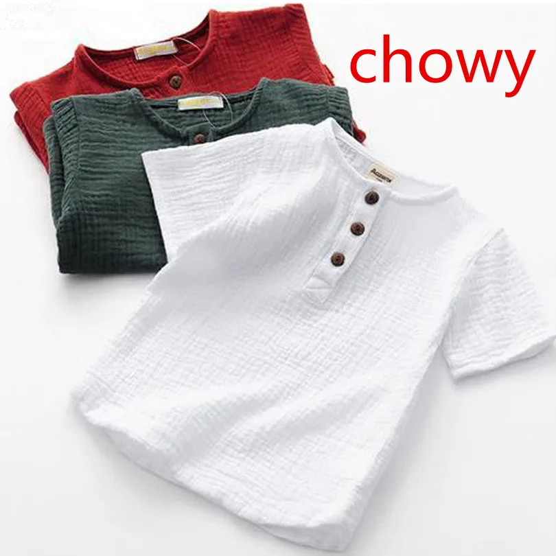 

Baby Boy T-Shirt Girl Summer T Shirts Comfortable Tops Tees Children Clothing Kids Button Shirt 90-140CM Linen 2018 Cotton