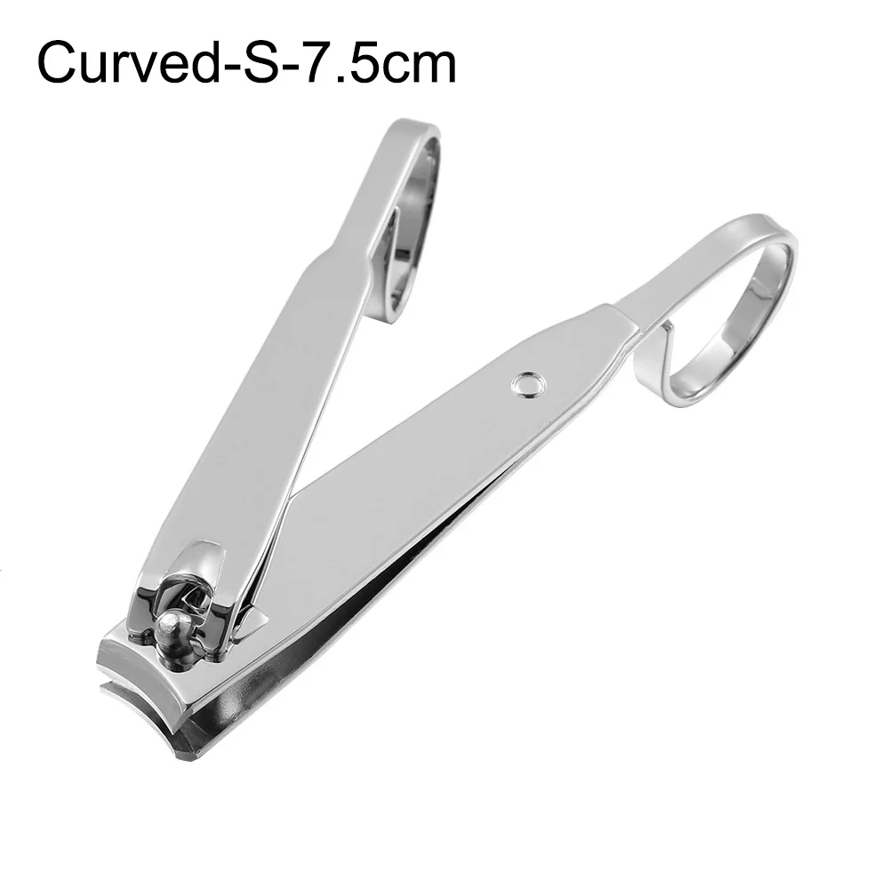 Нержавеющая сталь кусачки для ногтей резак прямой изогнутый гвоздь для триммера, маникюра, педикюра уход за краями ножницы для ногтей маникюрные инструменты для ногтей - Цвет: Curved-S-7.5cm