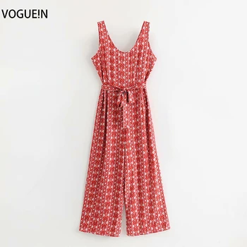 

VOGUEIN New Womens Geometric Floral Print Sleeveless V-Neck Summer Jumpsuit Playsuit Wholesale