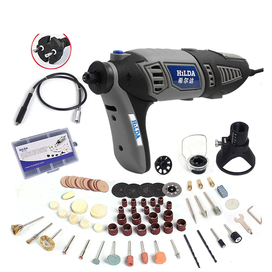 

180W Variable Speed for Dremel Rotary Tool Electric Mini Drill Flexible Shaft and Accessories Grey Color Machine
