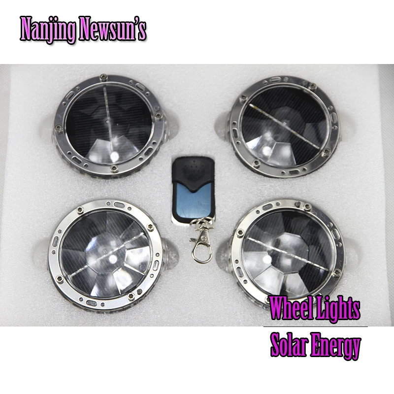4PCs Solar Energy Power Led Car Decoration Wheel Tire Hub Auto Car Styling Tires Car Covers