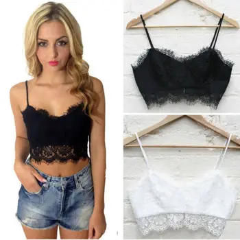 

Women Summer T-Shirt Lace Fashion Tops Sleeveless Blouse Tank Sexy Vest Crop Top Solid Sling Female Clothing nightclub tops