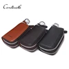 CONTACT'S Classic New Double Zip Men's Genuine Cow Leather Car Key Holder Multifunction Housekeeper  High Class Motor Key Case 1