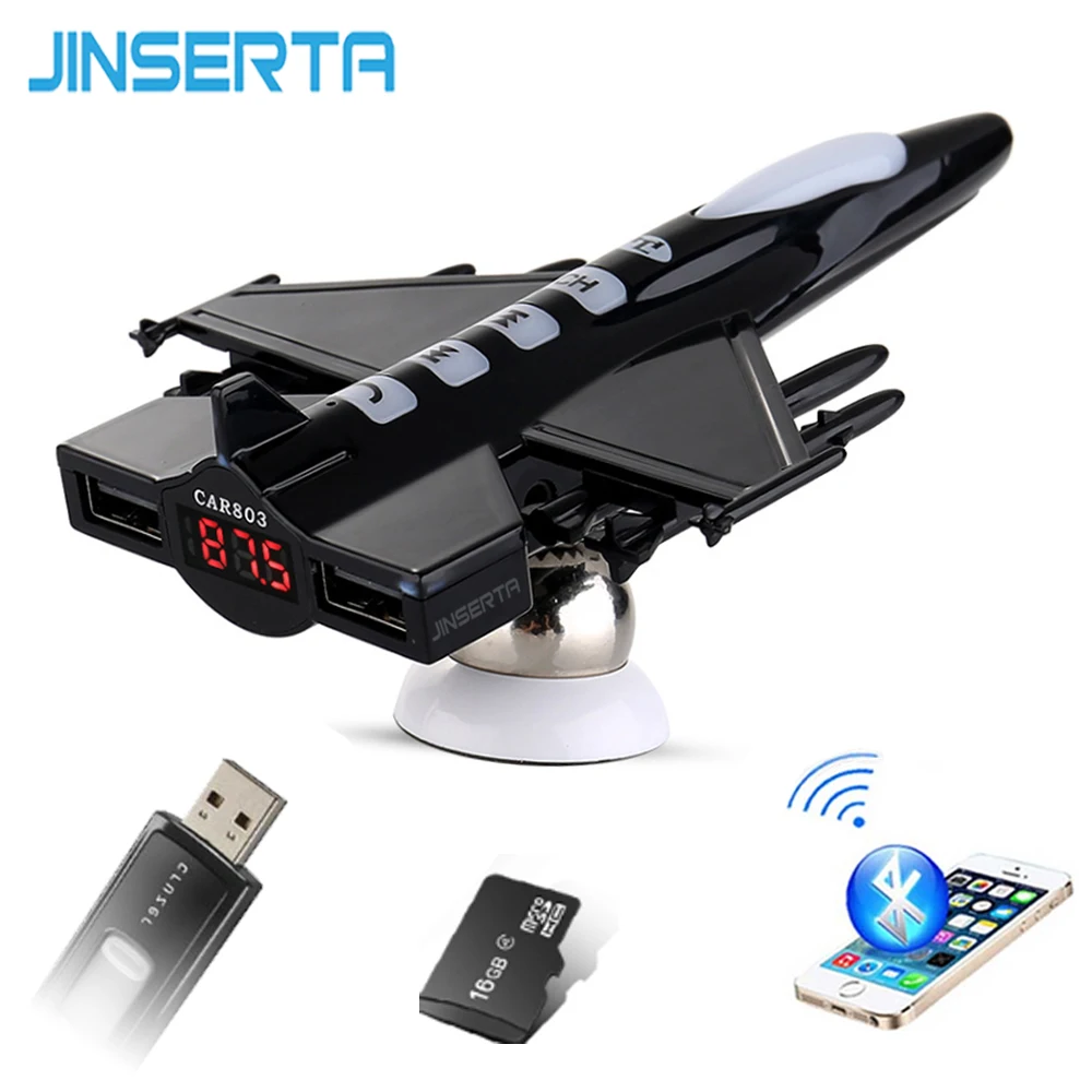 

JINSERTA Fighter model Handsfree Wireless Bluetooth FM Transmitter AUX Modulator Car Kit Charger TF SD USB Pen driver MP3 Player