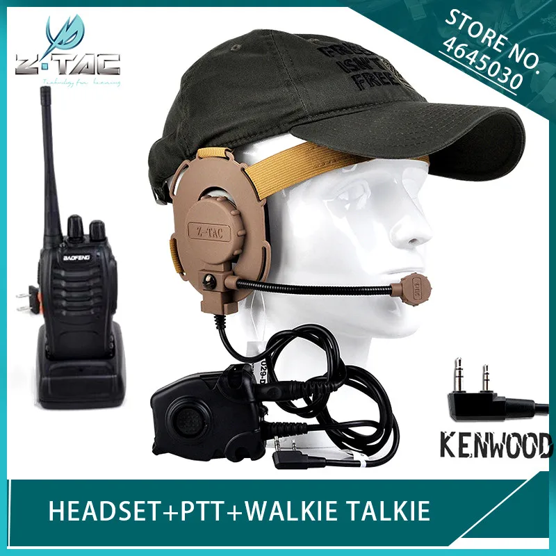 Z Tactical Airsoft Военная Боумен Evo III гарнитура и Peltor PTT Kenwood + BAOFENG888S Радио Walkie Softair Talkie