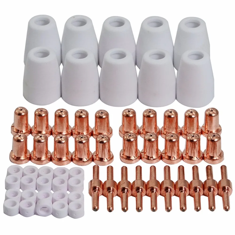 60pcs Extended Long Plasma Cutter Consumables Tips Electrodes for CUT40D CUT50D PT-31 LG40 Torch Gun 30/40amp