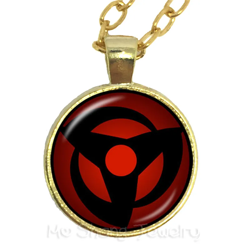 Новинка Япония Наруто подвеска Шаринган ожерелье Uzumaki Наруто красный глаз 25 мм стекло кабошон ожерелье подарок для друзей - Окраска металла: 14