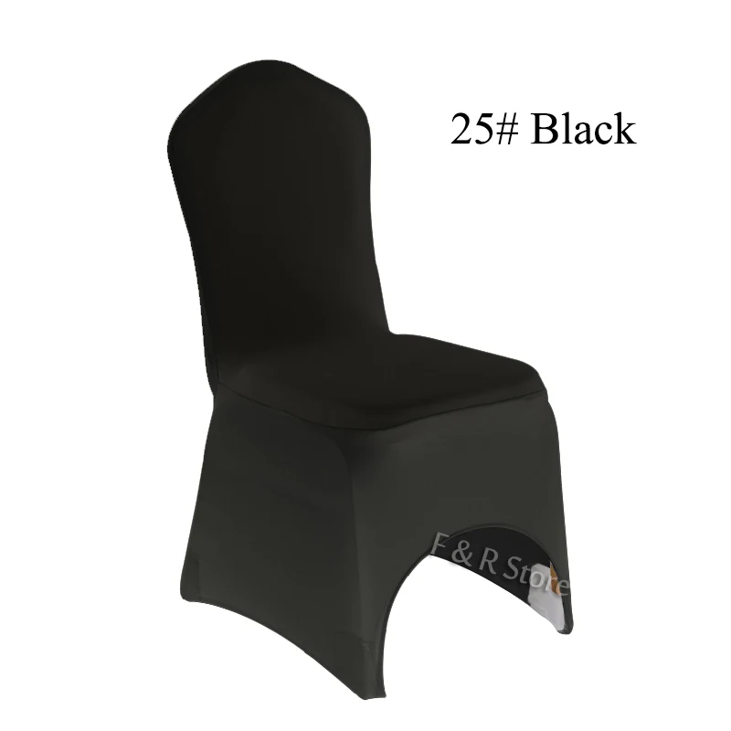 Из Франции, 50 шт./лот, универсальные белые чехлы на стулья из спандекса и лайкры для свадебного банкета, вечерние Чехлы для украшения гостиничных мероприятий - Цвет: Black