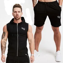 New brand Two Piece Set Men Sleeveless Tank Top+Shorts Men's letter print Tracksuits Causal Sportswear Tops Short Trousers set
