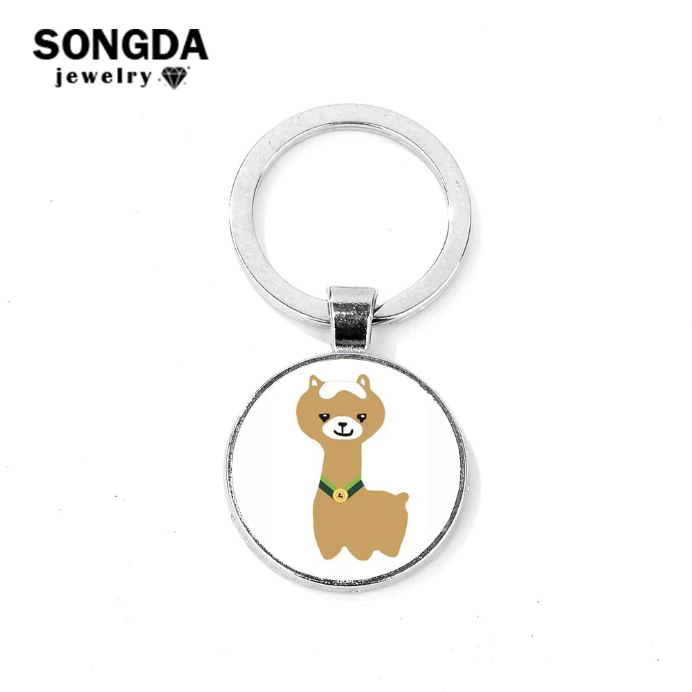 

SONGDA Simplicity Solid Color Alpaca Pattern Pendant Keychain for Women Girls Lovely Phone Bag Charm Car Keychain Metal Key Ring