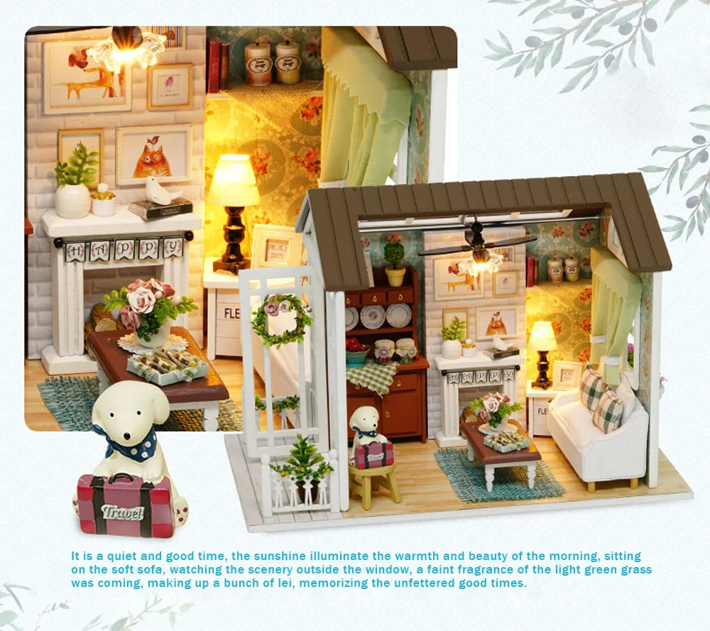 Новое поступление кукла миниатюрный деревянный дом Студия комплект со светодиодный подсветкой мебель DIY ручной работы игрушка