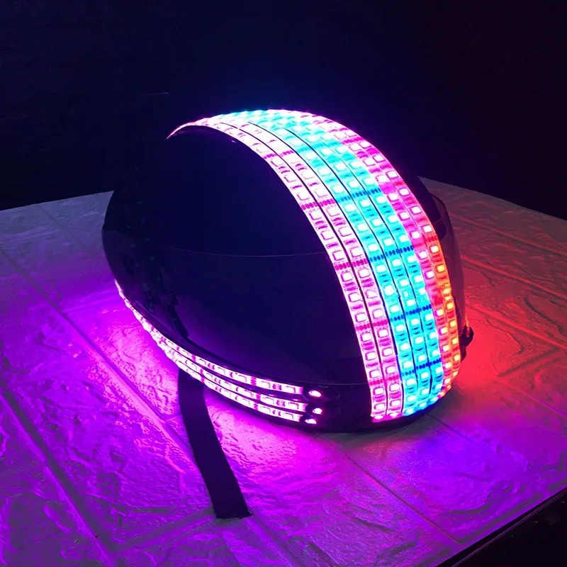 

EC87 Colorful led light costumes ballroom dance helmet dj show dress outfits robot men RGB wears head piece bar performance hats