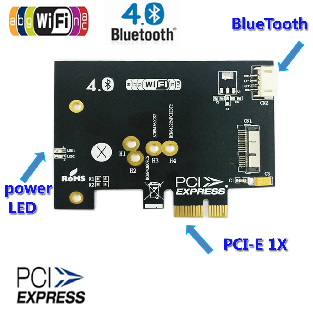 Антенны 802,11+ Bluetooth 4,0 Broadcom BCM943602CS BCM94360CS2 беспроводная WiFi карта Mini PCI-E для PCI-E 1X адаптер ПК WiFi адаптер