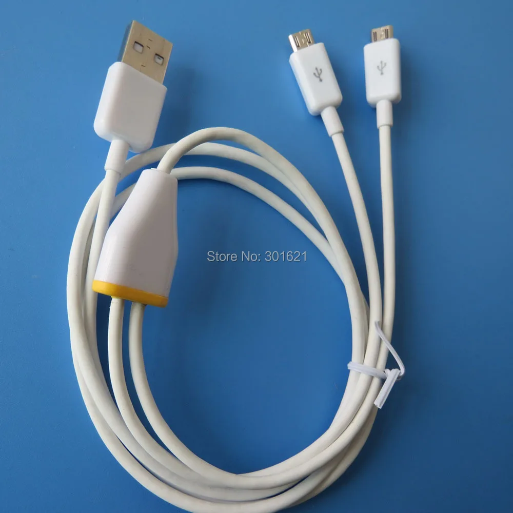 1 м 3 фута ТПЭ двойной микро USB сплиттер кабель питания и синхронизации 2