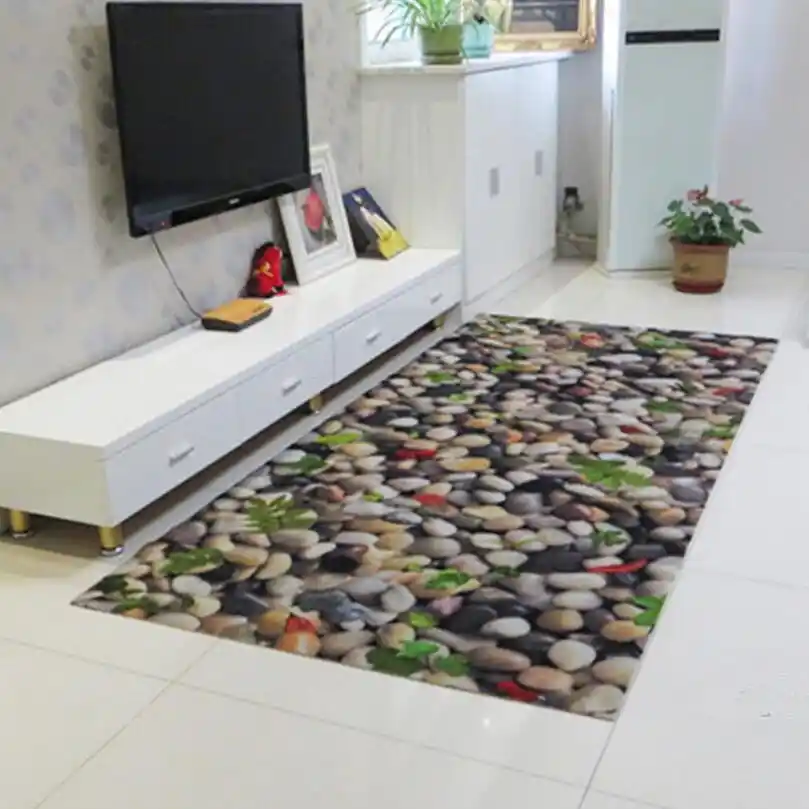 Anti Skid Cobblestone 3d Print Door Entrance Rectangle Carpet Draw