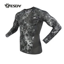 Спорт на открытом воздухе тонкий Быстросохнущий пот дышащий тактика обучение камуфляж с длинными рукавами питон шаблон Нижнее белье