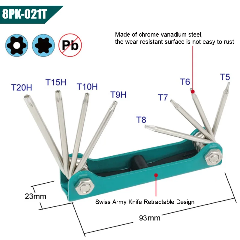 Pro'sKit 8 шт. складной звезды ключ набор ключей кольцо Тип Набор шестигранных ключей Инструменты для ремонта