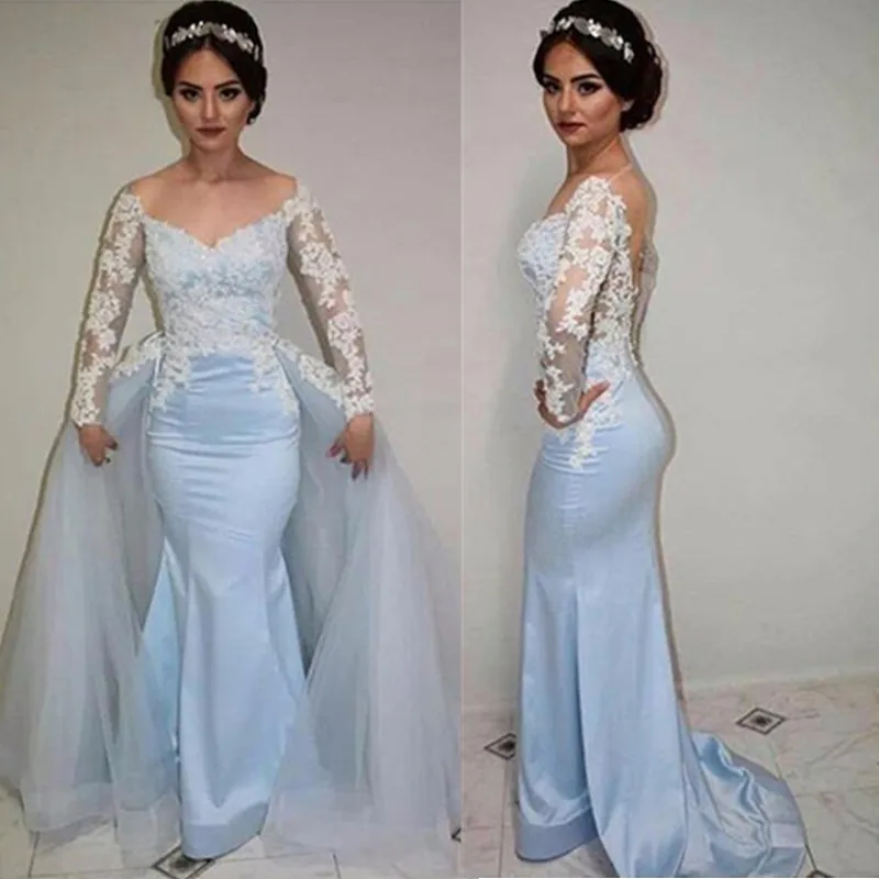 light blue mermaid wedding dress
