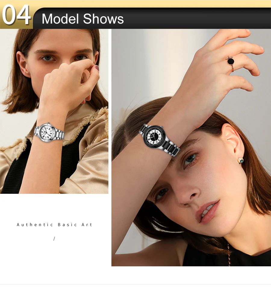 Gladster модные керамические со стальным ремешком женские наручные часы сапфировое Кристальное платье женские кварцевые часы