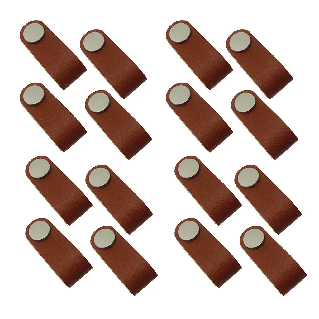 16x Handmade Leather Suitcase Handle Drawer Cabinet Leather Handle Pulls Knob