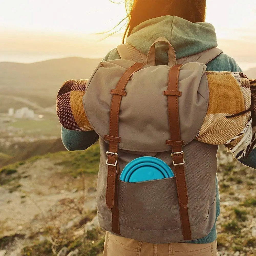 Складные силиконовые bfoldable пищевого силикона миски с крышками BPA Free кемпинг